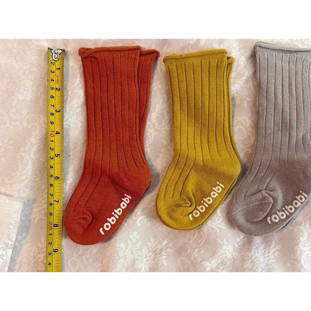 NEW Yenzat Baby‎ Knee High Socks 6-18 Months Orange Yellow Gray 3 Pairs